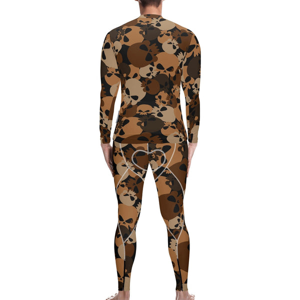 Men's Brown Camo Skulls Pro Team Cycling Jersey and Shorts