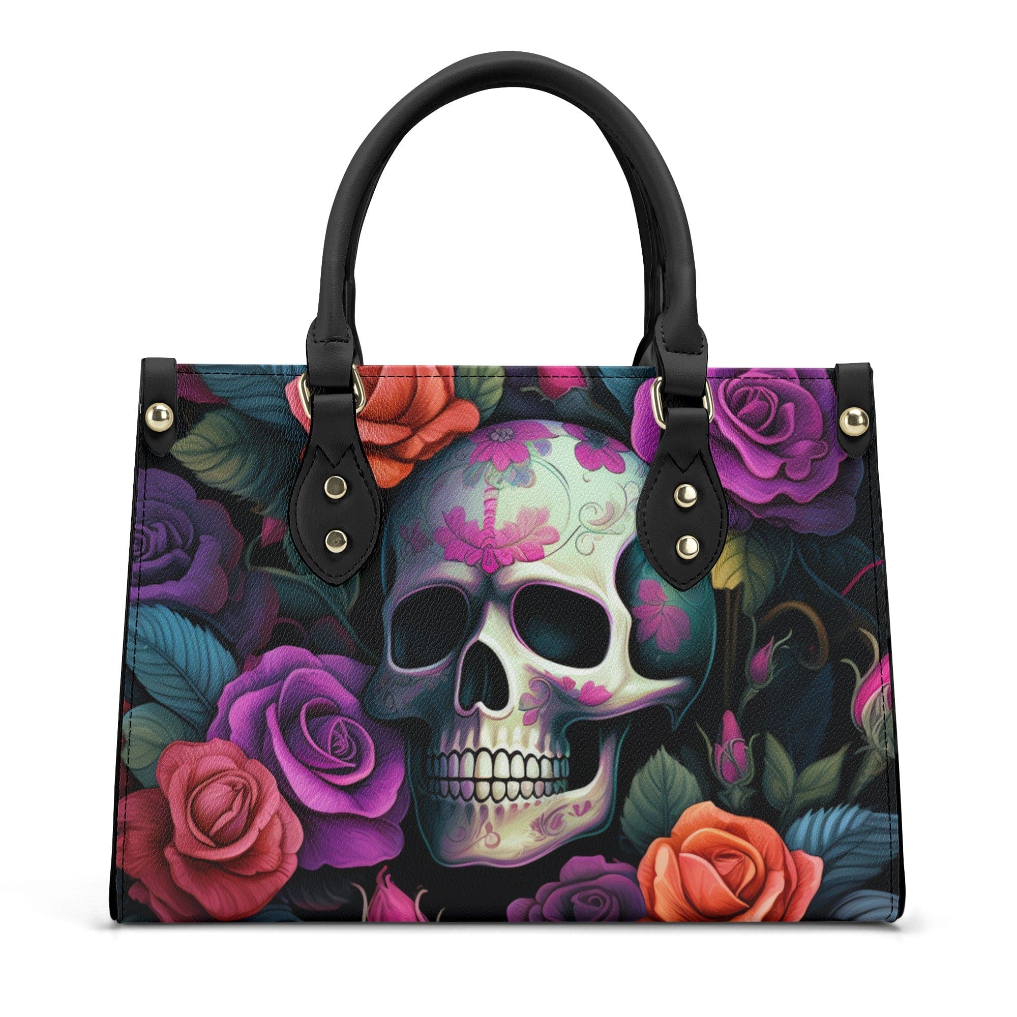 Womens Luxury Vibrant Sugar Skull And Flowers Handbag
