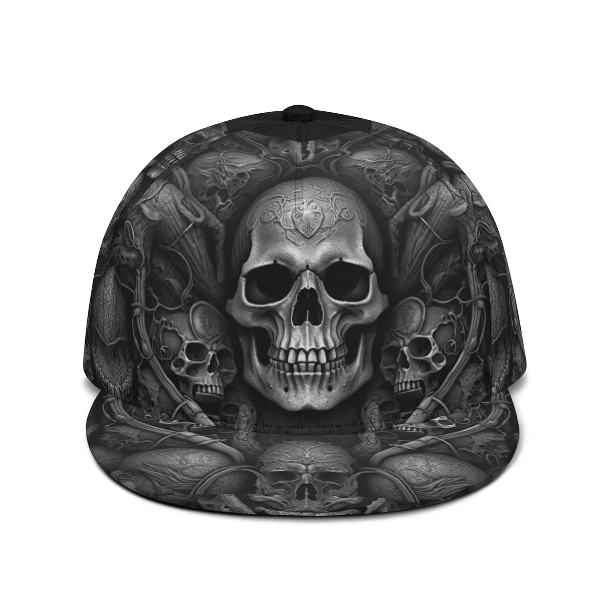 Black Skulls Pattern Classic Snapback Hat – Everything Skull