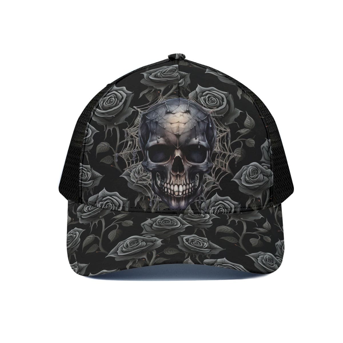 Rare! Iron Fist Skull Rose Jeweled Trucker Hat Skull Rose Trucker Hat – Bark & Brim main image 2