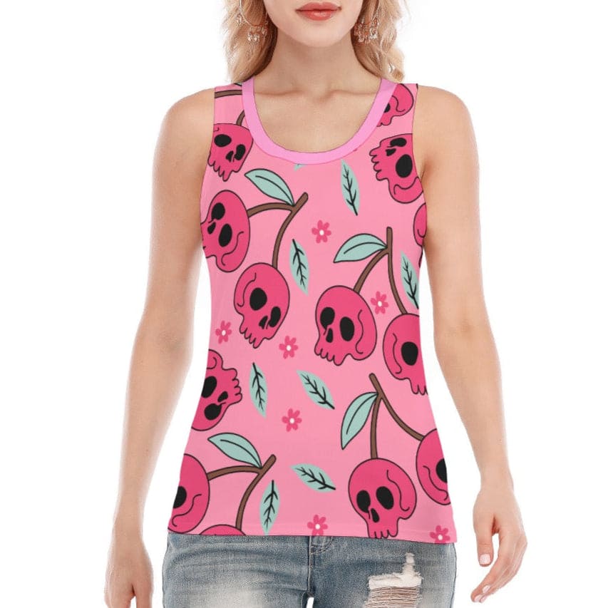 Women's Pink Cherry Skulls Tank Top – Everything Skull Clothing