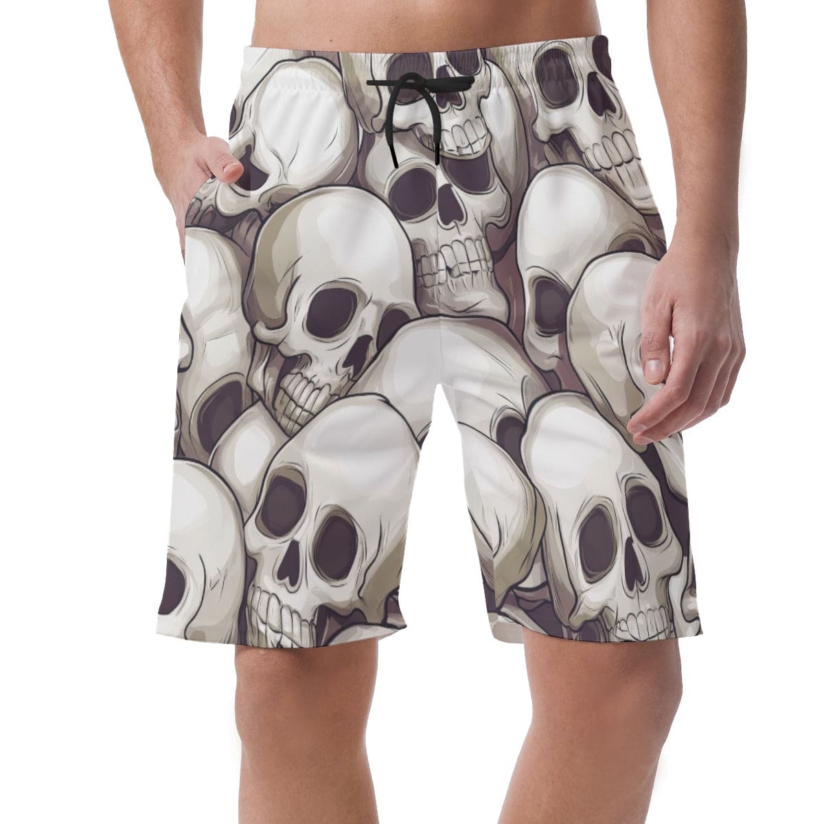 Men's Grey Skulls Long Elastic Waist Shorts – Everything Skull
