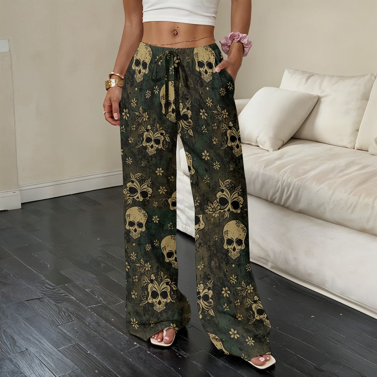 Women's Skulls Straight-Leg Casual Pants – Everything Skull