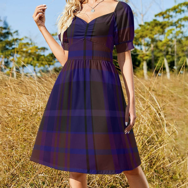Gothic Purple Plaid Sweetheart Dress