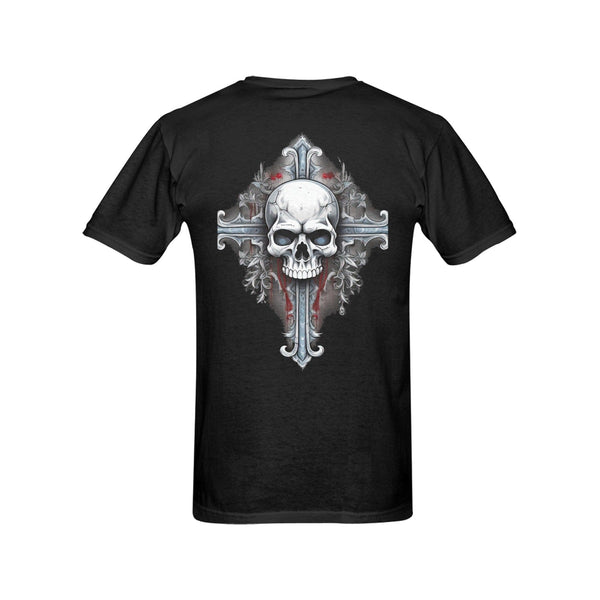 Feel Confident And Stylish In This Men's Skull & Cross Gothic Gildan T-shirt.