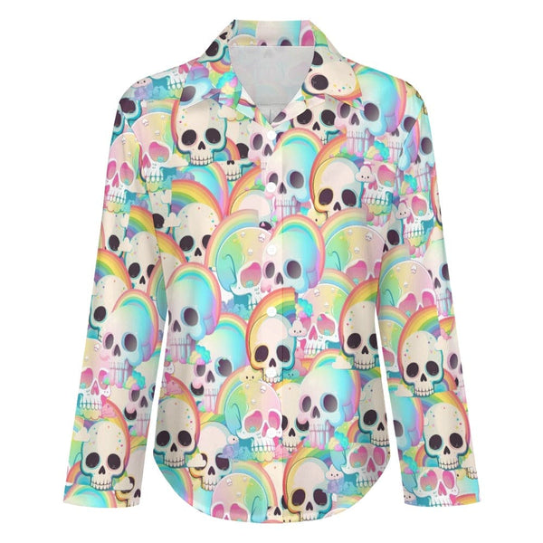 Women's Skulls And Rainbows Long Sleeve Shirt