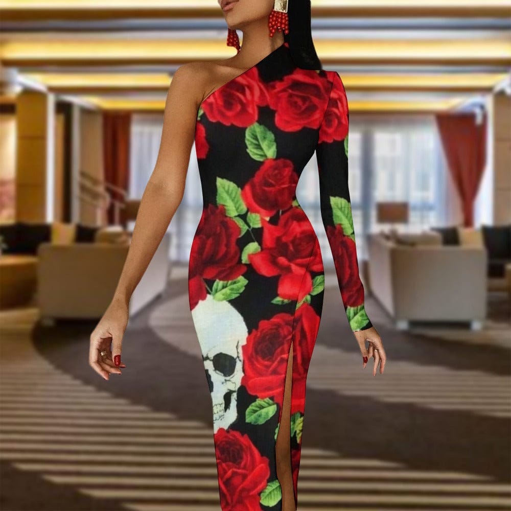 Women's Elegant Half Sleeve Slit Ankle Length Dress XS / White Women's Elegant Half Sleeve Slit Ankle Length Dress XS / White
