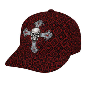 Skull Cross Red Gothic Baseball Cap