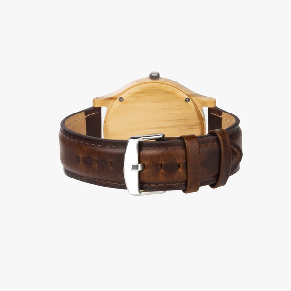Skull Italian Olive Lumber Wooden Watch - Leather Strap