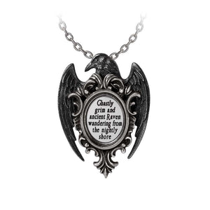 The Raven Etched Text Mirror Words Pendant Necklace