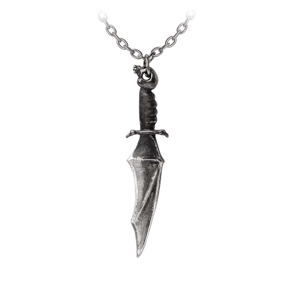 Batwing Blade Skull Detailed Handle Pendant Necklace