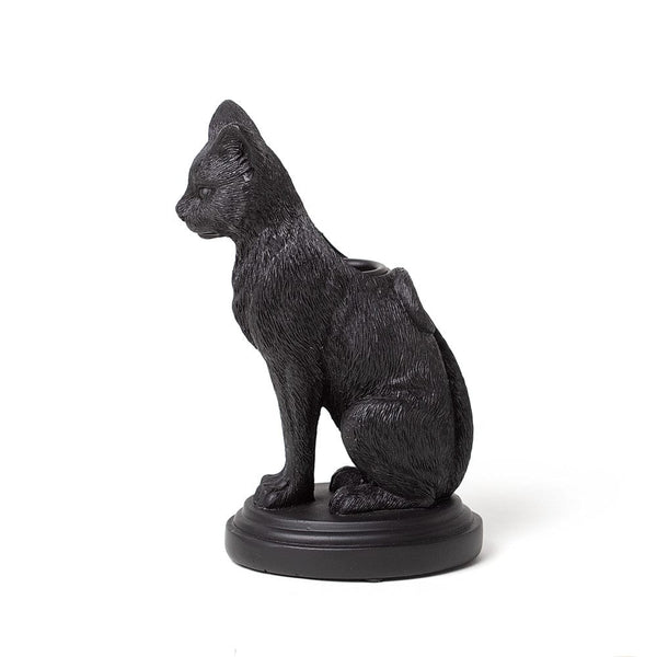 Beautifully Sculpted Black Cat Candlestick