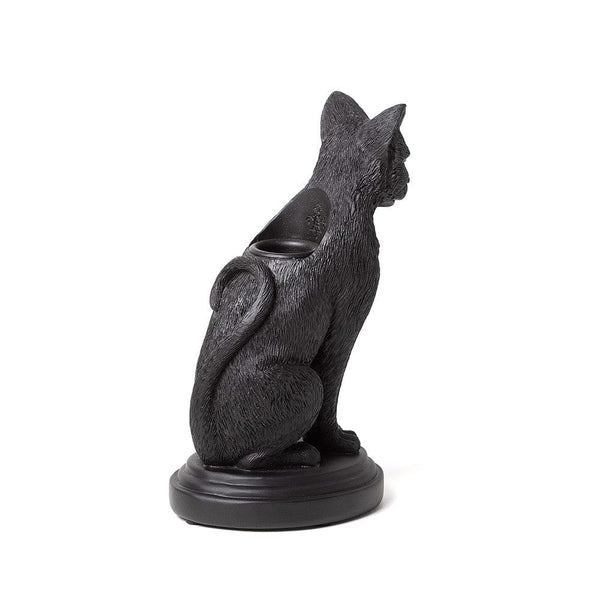 Beautifully Sculpted Black Cat Candlestick