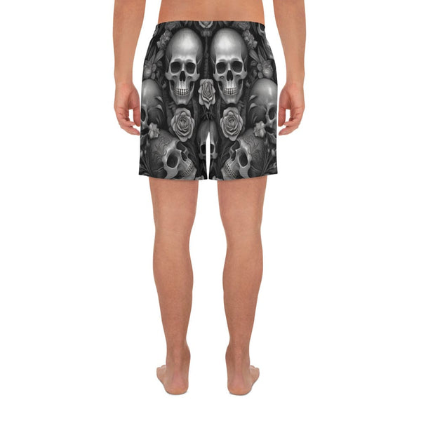 Men's Gray Skulls Athletic Shorts