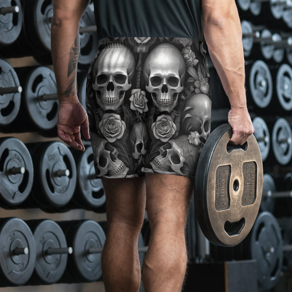 Men's Gray Skulls Athletic Shorts