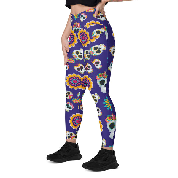 Women's Mexican Skulls Leggings With pockets