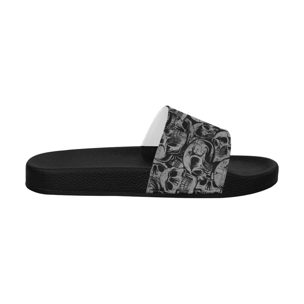 Men's Black Skulls Slide Sandals Everything Skull Clothing