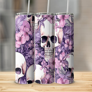 Purple Floral Skulls Stainless Steel 20oz Tumbler skull