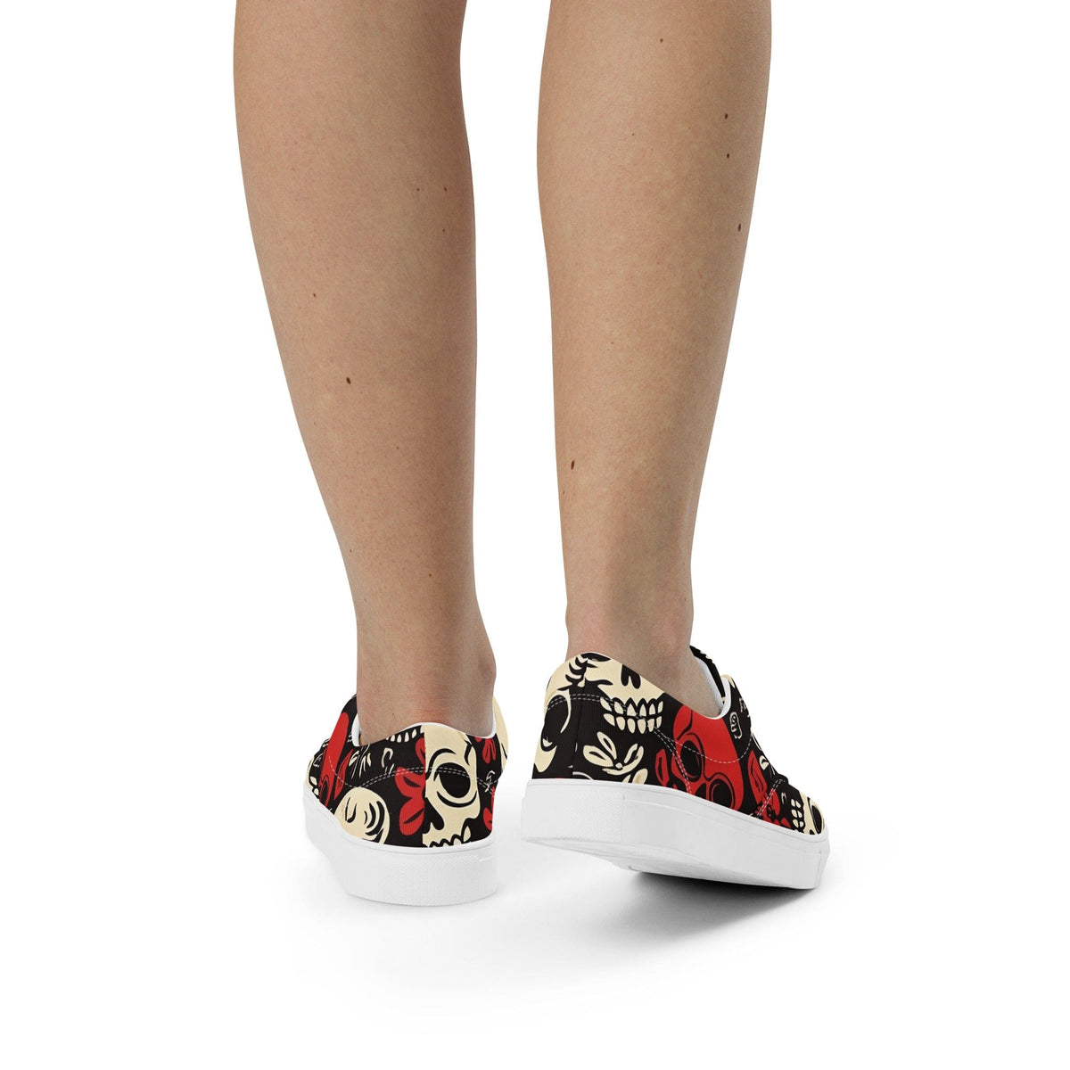 Women's Red White Skulls Lace-up Canvas Shoes – Everything Skull