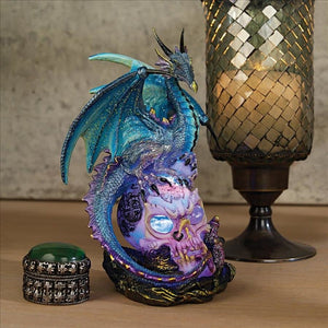 Dragon Sitting On Skull Illuminated Statue