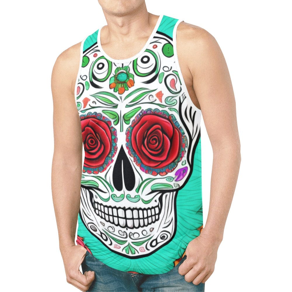 Smiling Skull Rose Eyes Men's Tank Top – Everything Skull Clothing