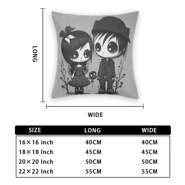 Goth Boy And Girl 2 Piece Cushion Cover Set