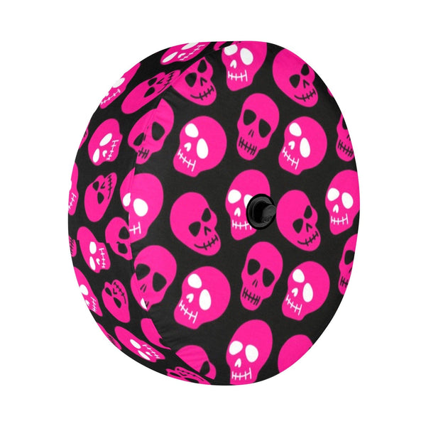 Pink Skulls Pattern Spare Tire Cover Spare With Backup Camera Hole