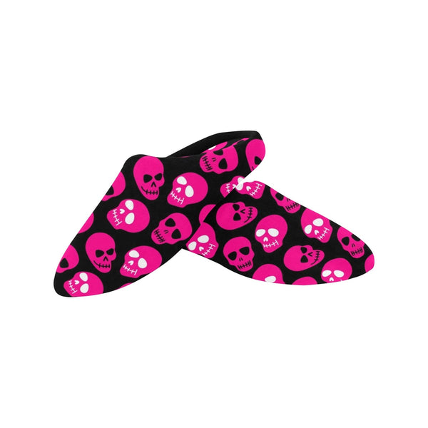 Bright Pink Skulls Pattern Women's Slippers