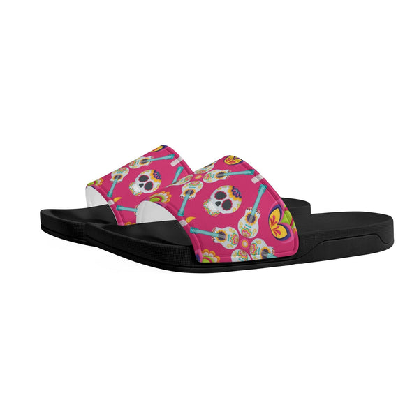 Women's Pink Mexican Skull Slide Sandals Shoes