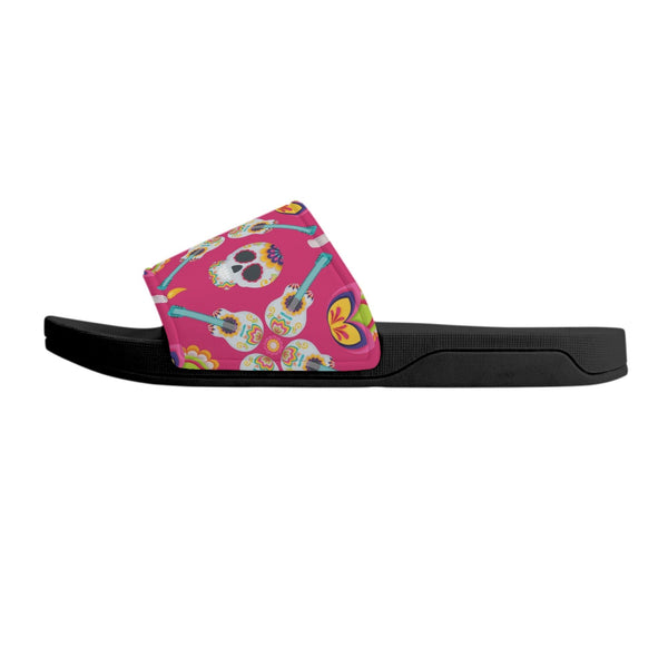 Women's Pink Mexican Skull Slide Sandals Shoes