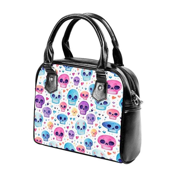 Colorful Pastel Skulls Handbag With Single Shoulder Strap