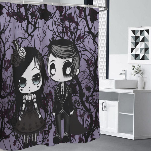 Gothic Couple Purple Shower Curtain