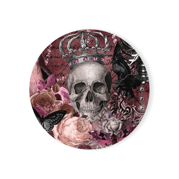 Skull Pink Floral Crown Cork Back Coaster Square or Round