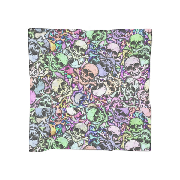 Lots of Colotful Skulls Poly or Chiffon Scarf 2 Sizes