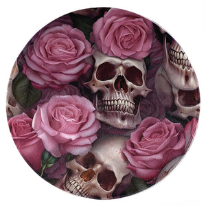 Skulls And Roses Round Floor Mat Multiple Sizes