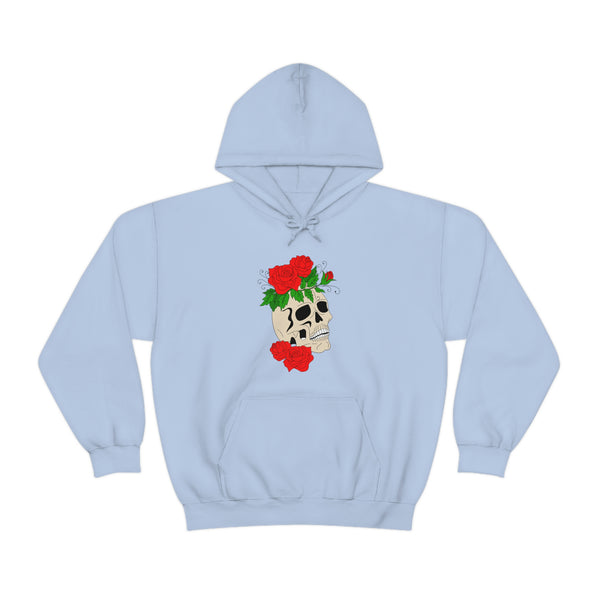 Skull Roses Print Hooded Sweatshirt