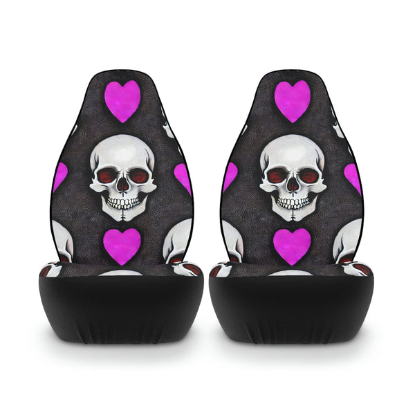 Skulls Pink Hearts Polyester Car Seat Covers