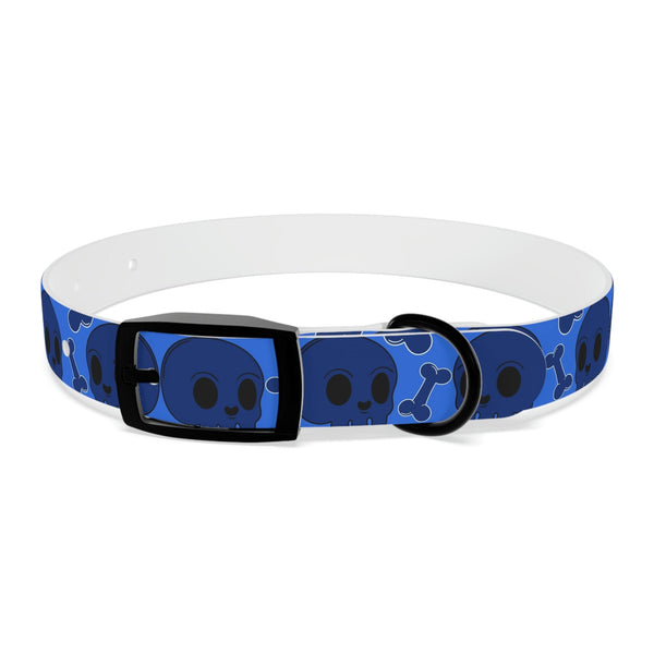 Black Skull Face Blue Dog Collar 4 Color Buckles