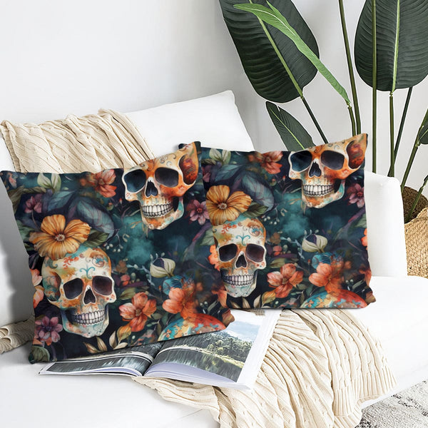 Skulls Floral 2 Piece Cushion Cover Set