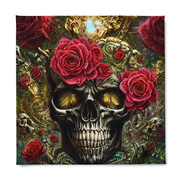 Skull Red Floral Duvet Cover 3 Sizes