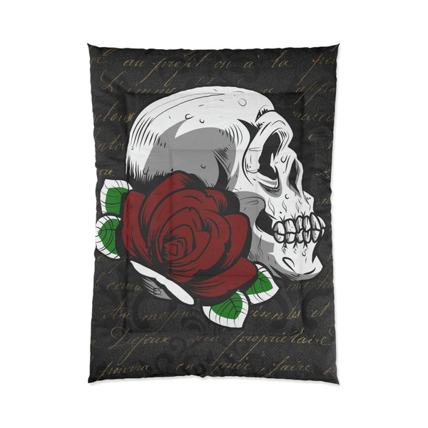 Skull Red Rose Comforter 4 Sizes