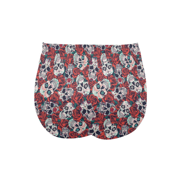 Add A Timeless Look to Your Swimwear With Our Skulls & Red Roses High-Waisted Bikini Bottom.