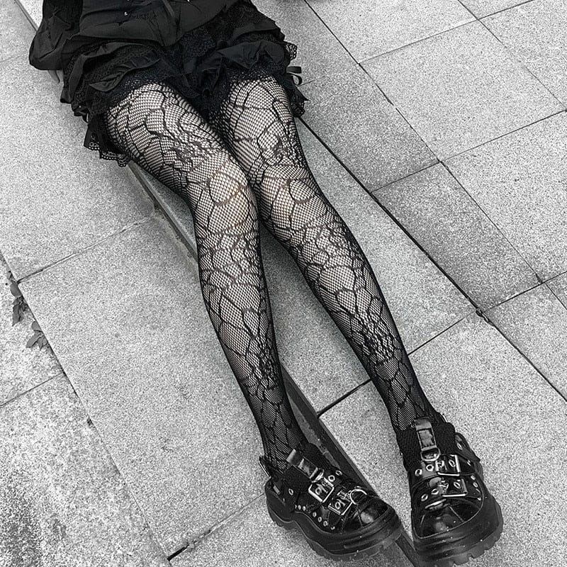 Gothic Fishnet Nylon Thigh High Pantyhose – Everything Skull Clothing Merchandise and Accessories