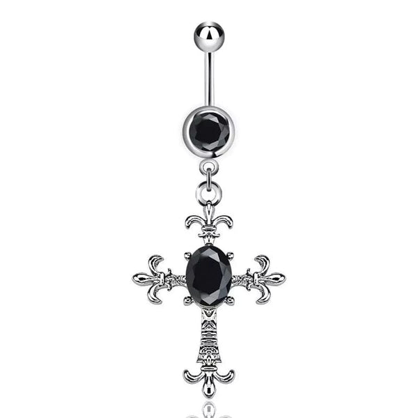 Gothic Stainless Steel Crystal Pendant Belly Button Rings