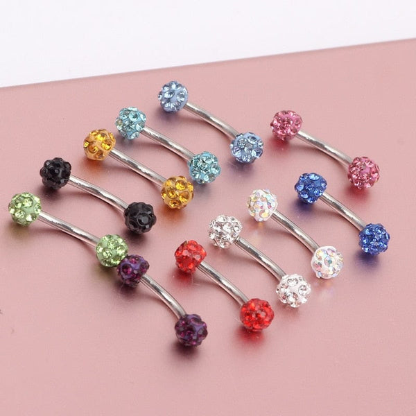 Surgical Steel Crystal Curved Barbell Eyebrow Piercing