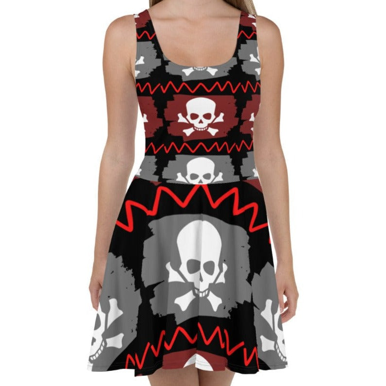 skull print skater dress Skull Crossbones Print Skater Dress