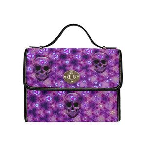 Purple Skulls Waterproof Canvas Bag Black Trim