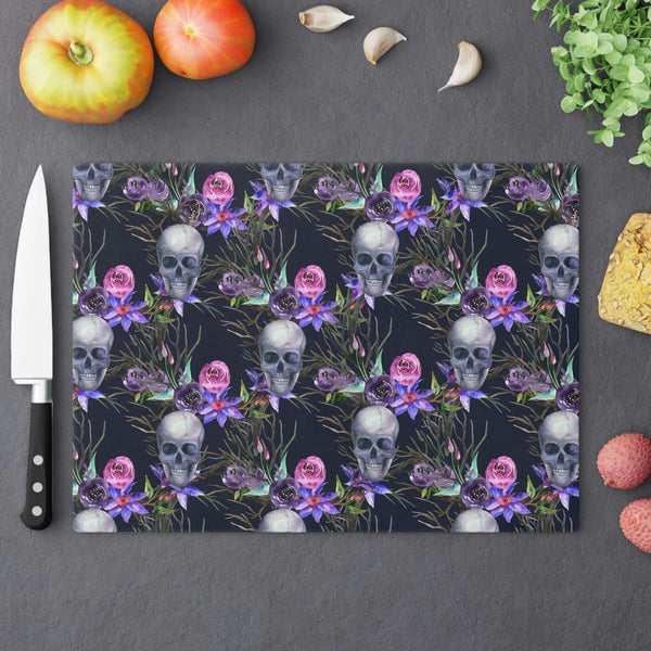 Purple Skull Floral Cutting Board 2 Sizes