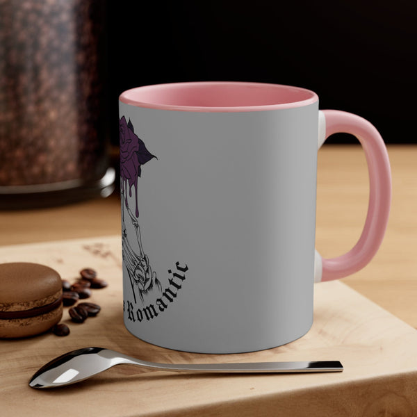 Hopeless Romantic Skull Hand Rose Accent Coffee Mug, 11oz 5 Colors