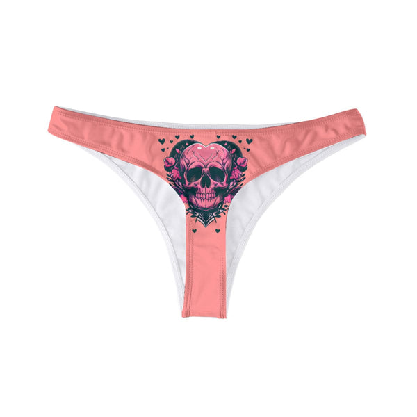 Dare To Be Daring With These Bold Skull Heart Women's Thong Panties.